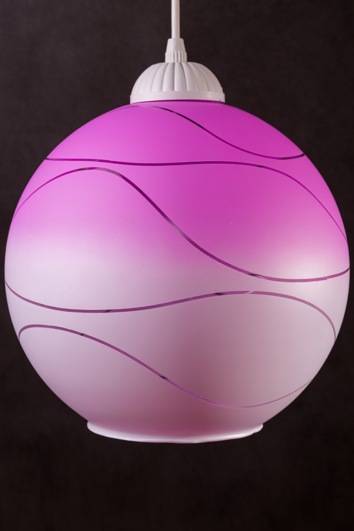 Светильник подвесной шар розово-белый